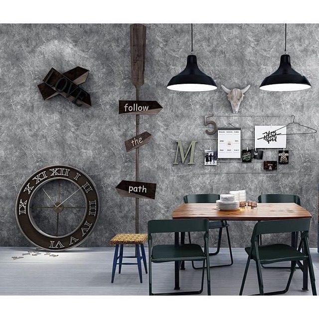 Giấy dán tường giả xi măng bê tông - decal dán tường màu xám dài 10 mét rộng 45cm có sẵn keo