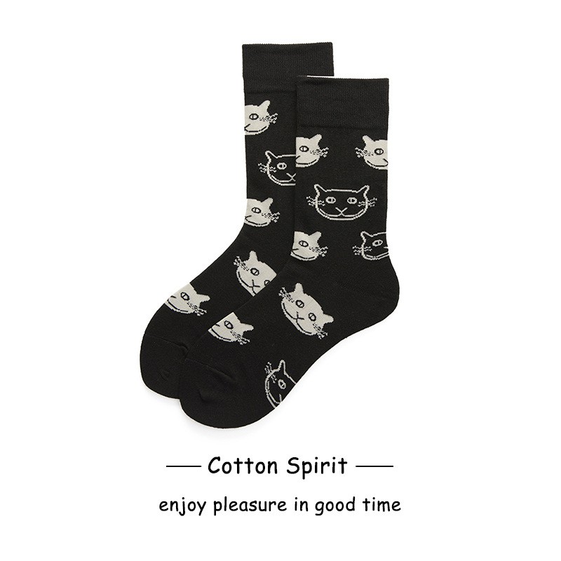 Tất Cổ cao Cá tính Nam nữ Unisex In hình Họa tiết Cao cấp Cotton Nhật Bản Vớ Cao cổ Nam nữ Phong cách
