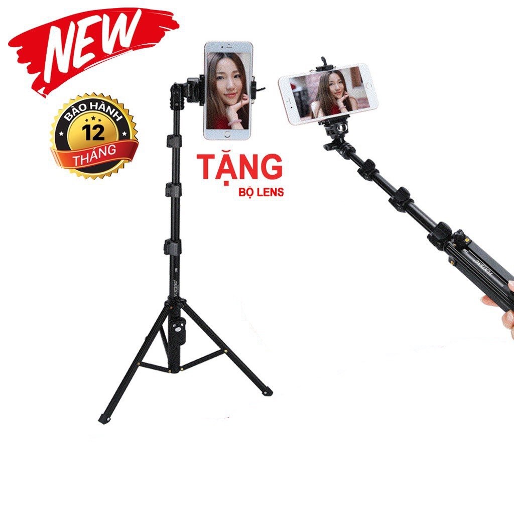 🌟CHÍNH HÃNG -TẶNG KÈM BỘ LENS SELFIE🌟 [New Model] Gậy tự sướng 3 chân YUNTENG - YUNTFNG VCT 1388 phiên bản mới