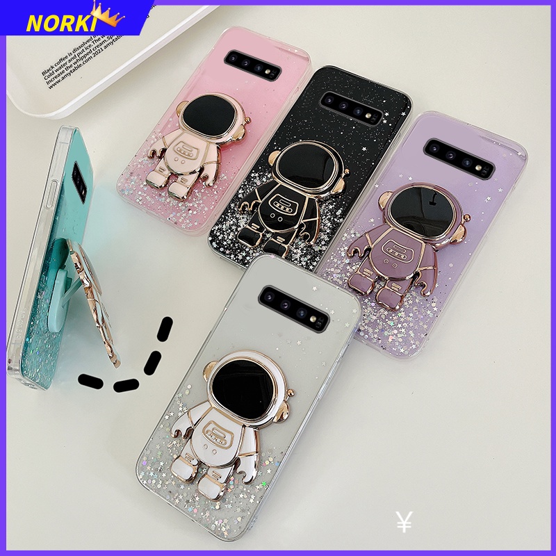 Ốp Điện Thoại Kim Tuyến Nước Kèm Giá Đỡ Hình Phi Hành Gia 3D Cho Samsung Galaxy S10 S10Plus S10E S9 S9Plus S8 S8Plus A7 A8 A9 2018 A9S