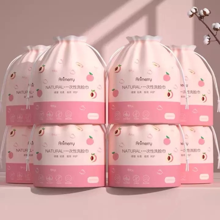 Khăn Mặt Khô Cotton Dai, Mềm Dùng 1 Lần - Cuộn Khăn Tẩy Trang Đa Năng Kèm Túi Rút Quả Đào