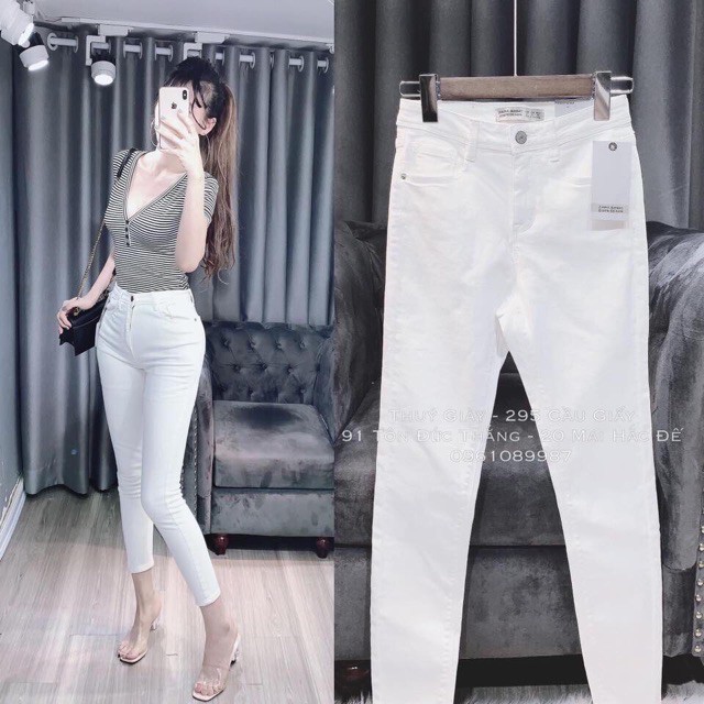 Quần bò giấy skinny cạp cao gen bụng hàng đẹp | WebRaoVat - webraovat.net.vn