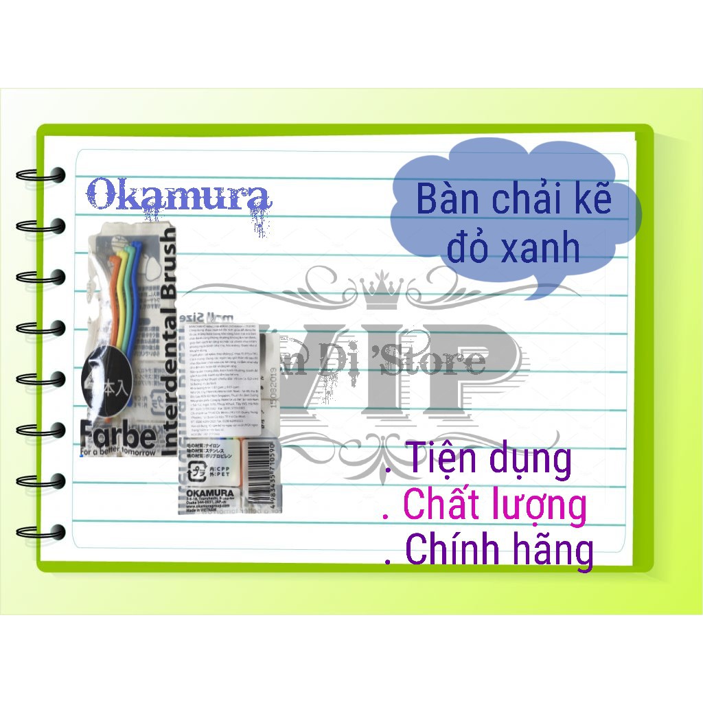 OKAMURA Bàn chải kẽ răng cao cấp Nhật Bản Farbe (gói 4 cây)