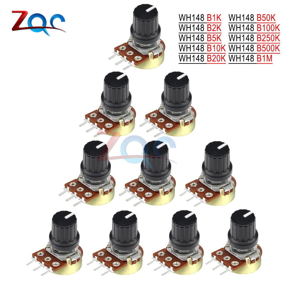 Set 5 chiết áp 1k 2k 5k 10k 20k 50k 100k 250k 500k 1mω 3 chân thích hợp cho Arduino