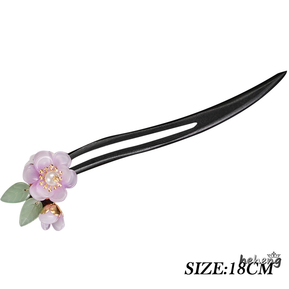 Đũa Gỗ Mun Màu Hồng Hoa Tạo Kiểu Tóc Cho Sườn Xám / Hán Phục