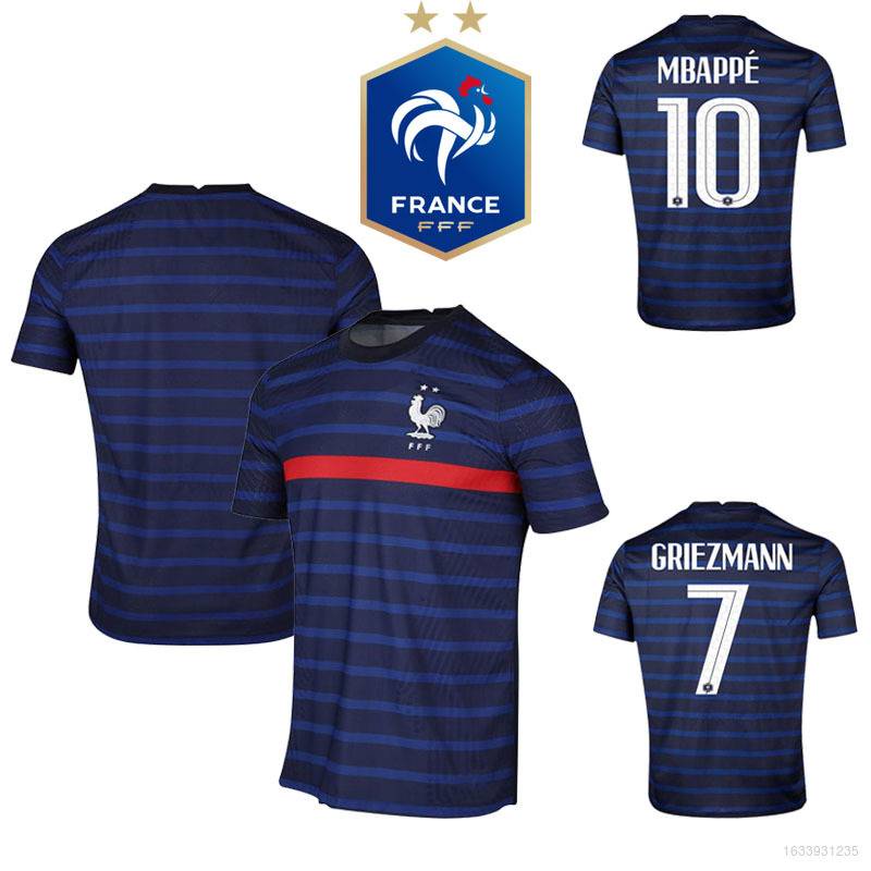 Áo thun đá banh tay ngắn dáng rộng size lớn thời trang kiểu áo của đội tuyển quốc gia Pháp Mbappe Griemann 2021