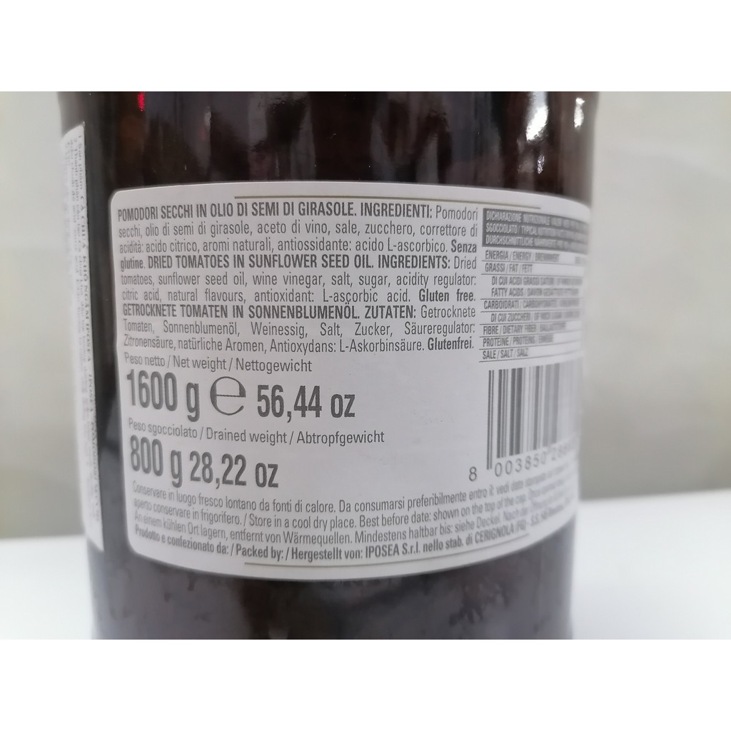 [Lọ TT 1.6 Kg] CÀ CHUA KHÔ NGÂM DẦU [Italia] IPOSEA Pomodori Secchi