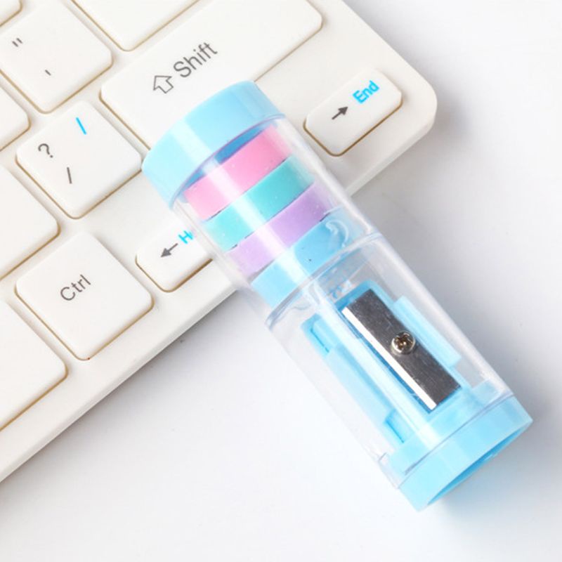 Cục Tẩy Hình Tròn Mini Kèm Đồ Chuốt Bút Chì Tiện Dụng Cho Bé Trai Và Gái