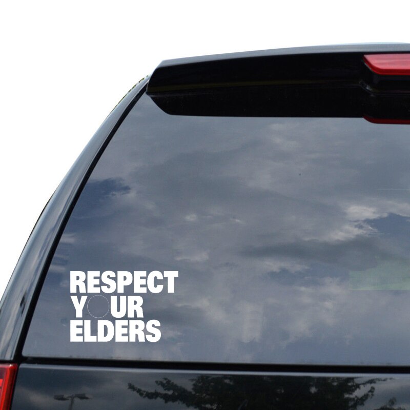 Decal dán trang trí cửa sổ xe hơi hoạ tiết Respect Your Elders bằng chất liệu vinyl kích thước 15cm*9.9cm