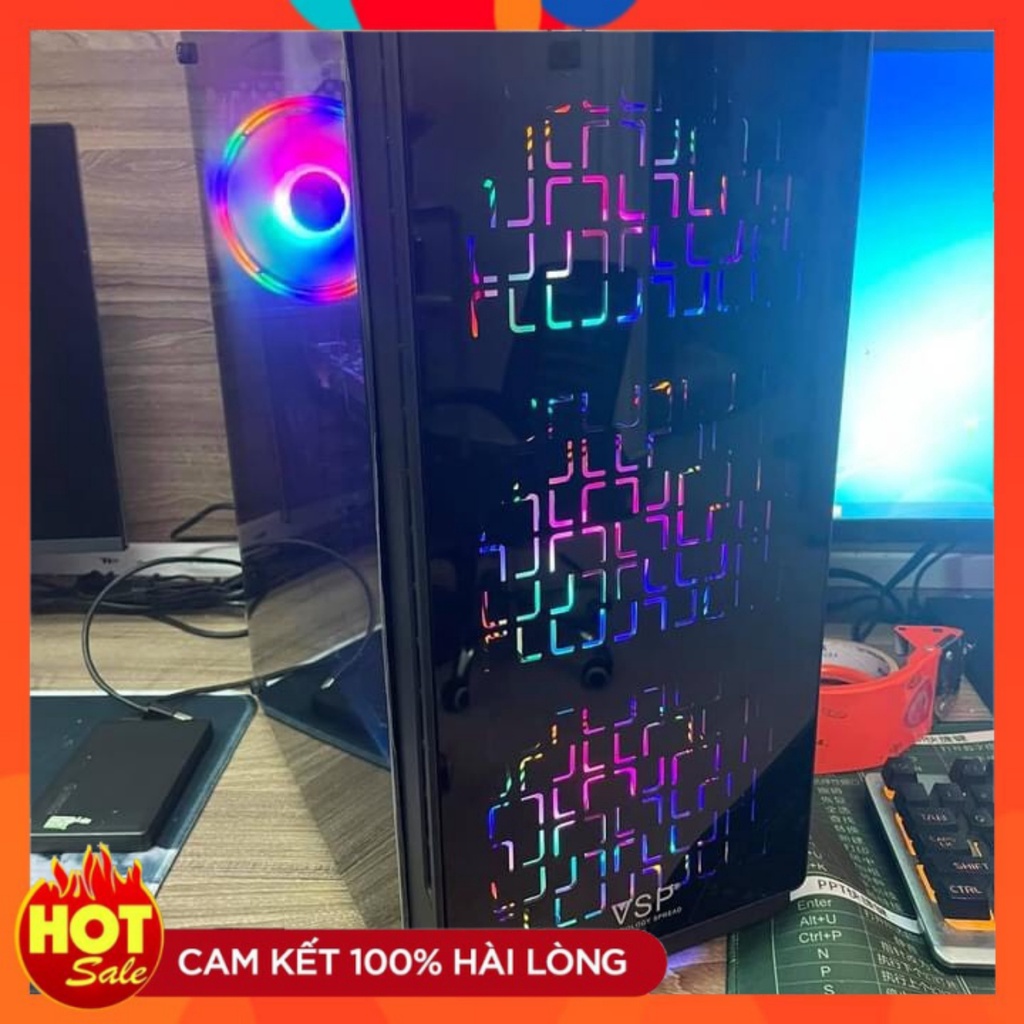 Vỏ case gaming VSP Ka-220 - Hai mặt kính cường lực - Full ATX (No Fan) - PK GIÁ GỐC