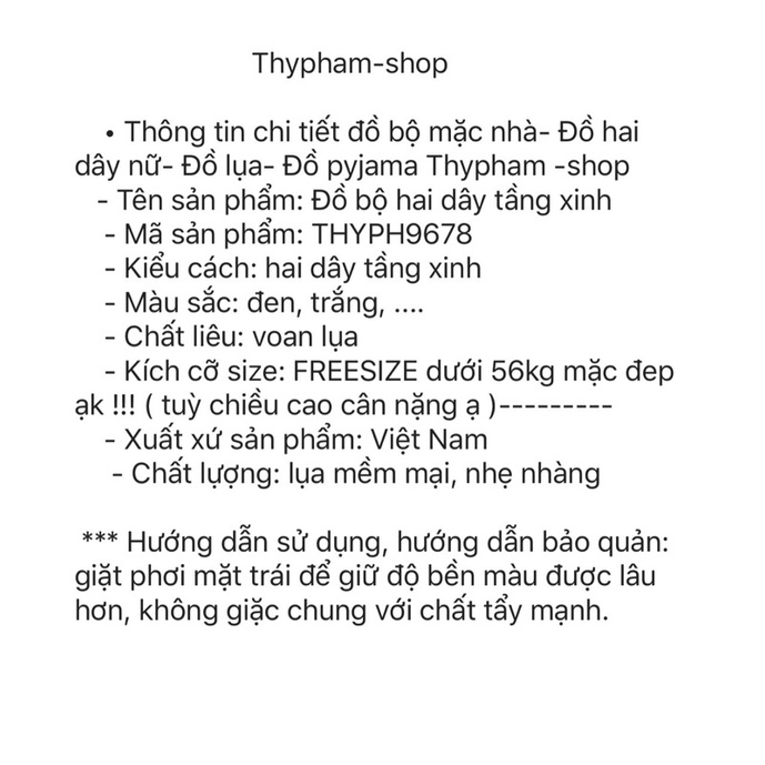 Đồ bộ voan lụa 2 dây tầng mặc nhà dễ thương