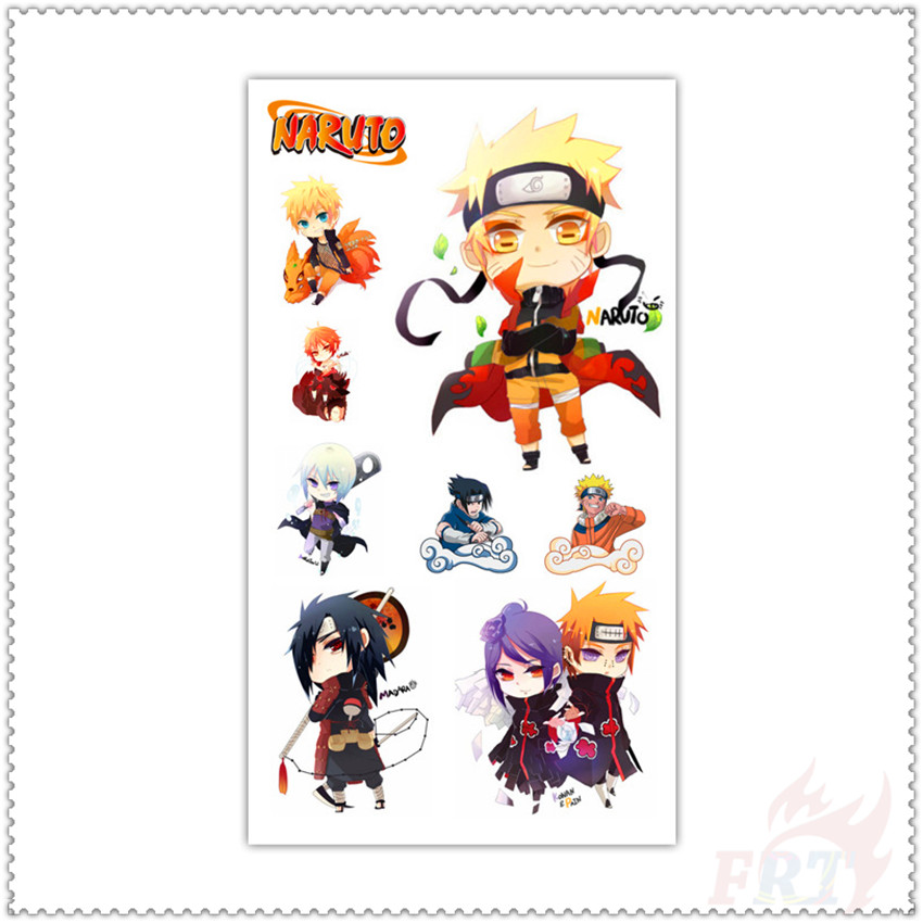 ✿ Hình Xăm Dán Tạm Thời Mini Hình Naruto Series 01-01 ✿ 1 Tấm Hình Xăm Dán Chống Nước Họa Tiết Uzumaki Naruto Uchiha Sasuke