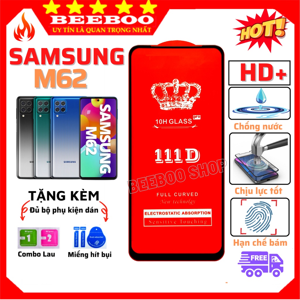 111D Mới Kính Cường Lực Samsung M62 - Full màn hình và trong suốt - Độ cứng 10H - Bảo hành 1 đổi 1 - Chống va đập tốt.