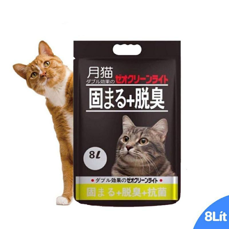 Cát nhật đen cho mèo bao 8L chính hãng MoonCat - Cát khử mùi bao 8L (4kg)