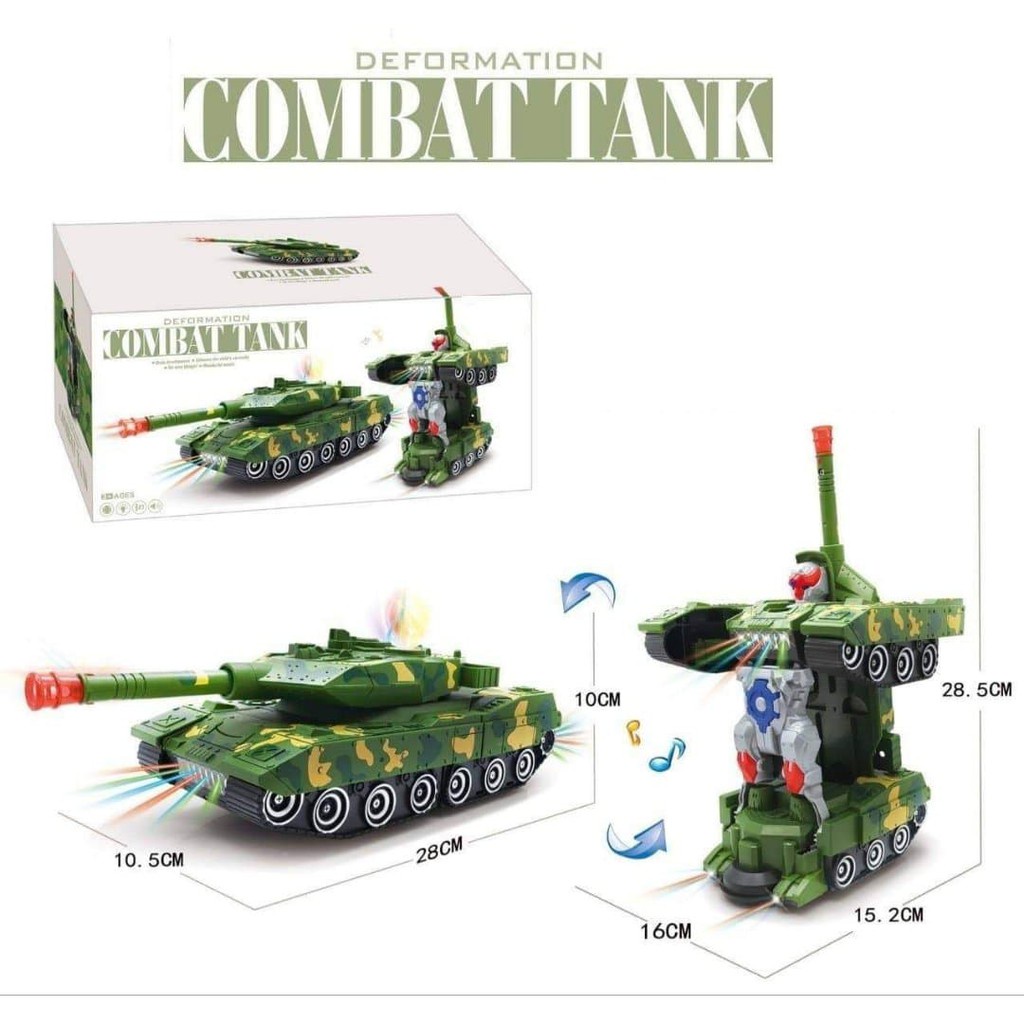 Đồ Chơi Xe Tăng Biến Hình Thành Robot Chạy Pin- Có Đèn Nhạc Vui Nhộn Combat Tank