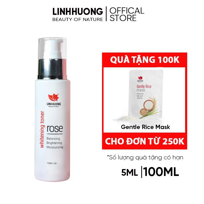 Nước hoa hồng làm sáng da se khít lỗ chân lông Linh Hương - Whitening Toner Rose 100ml