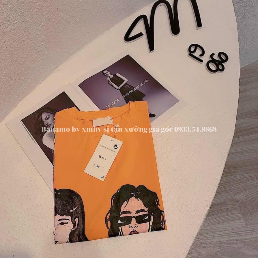 Áo thun unisex basic TEE phom rộng tay lỡ dành cho nam nữ  Banamo Fashion hottrend áo phông cam 3128