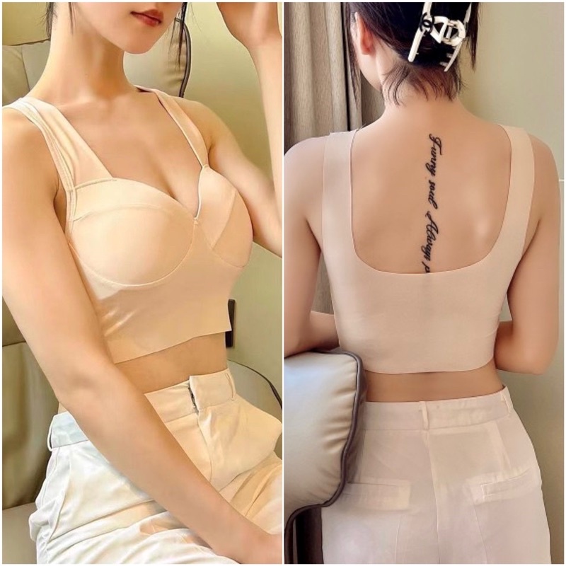 Áo Bra Đúc Su 2 Dây Bản To Dáng Coroptop Cúp Tròn 582