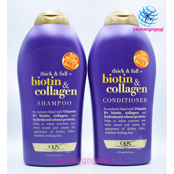 Dầu gội – Dầu xả BIOTIN & COLLAGEN 577ml ngăn ngừa và kích thích mọc tóc của Mỹ (1 chai)