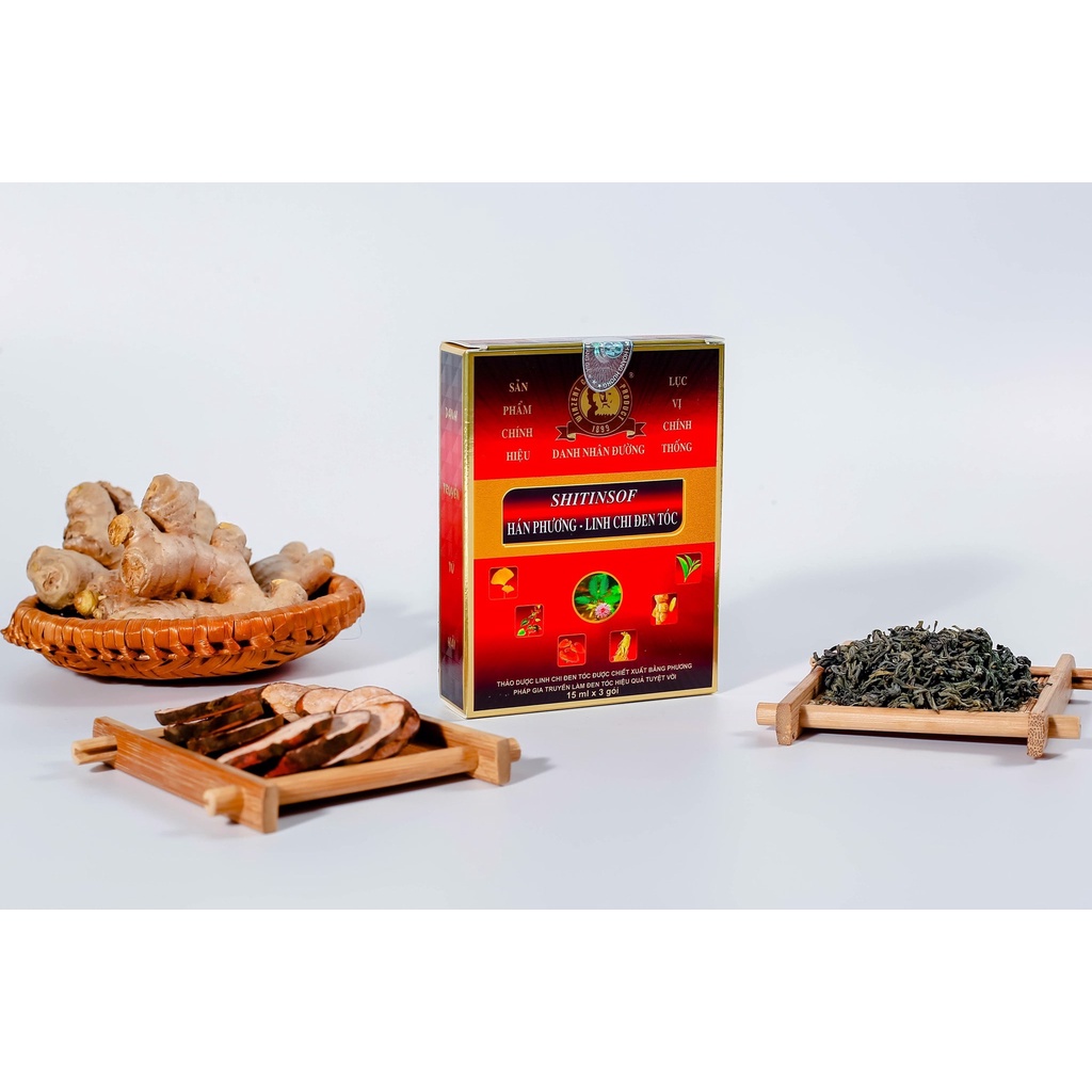 Dầu Gội Đen Tóc Thuốc Nhuộm Tóc Shitinsof Hán Phương Linh Chi Danh Nhân Đường (Hộp 3 Gói X 15ML)