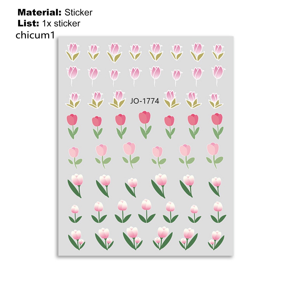 Miếng Dán Trang Trí Móng Tay Hình Hoa Tulip Xinh Xắn