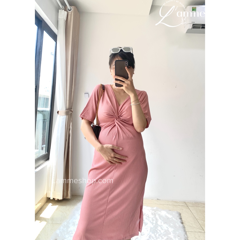 Váy bầu đẹp Cindy chất dập ly được thiết kế bởi LAMME