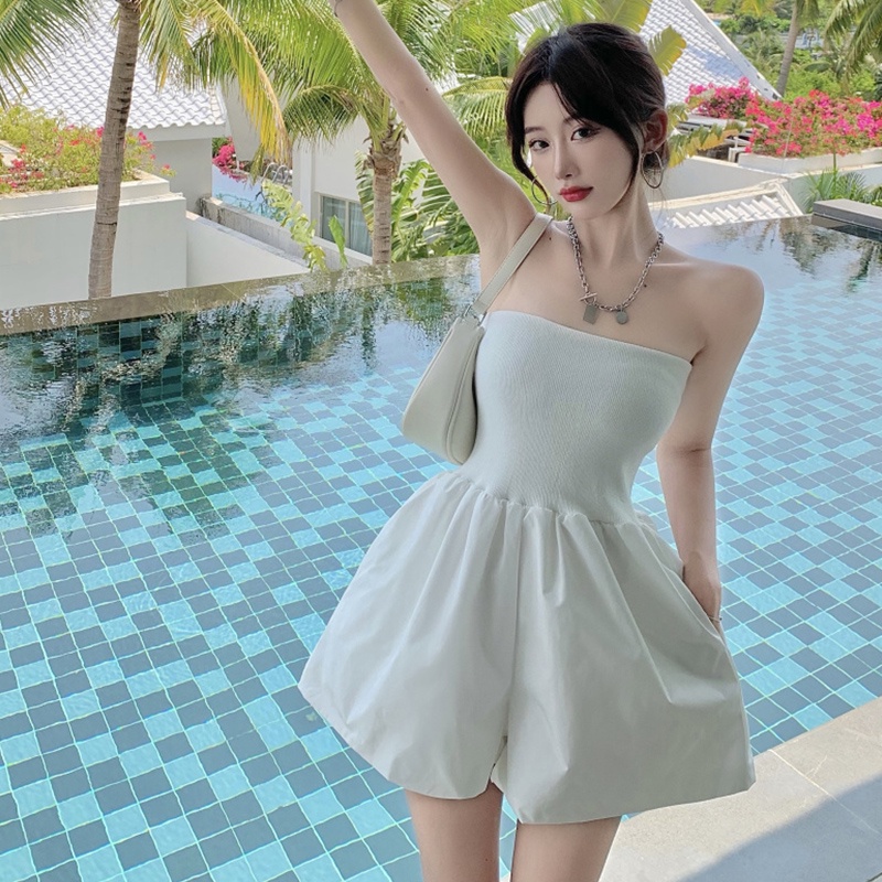 Áo liền quần QADCOL dáng chữ A lưng cao ống rộng thời trang cho nữ