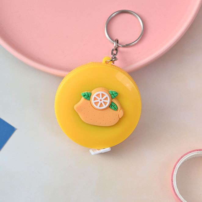 Móc Khóa Hình Thước dây cuộn mini rút tự động dáng tròn hình minh họa dễ thương