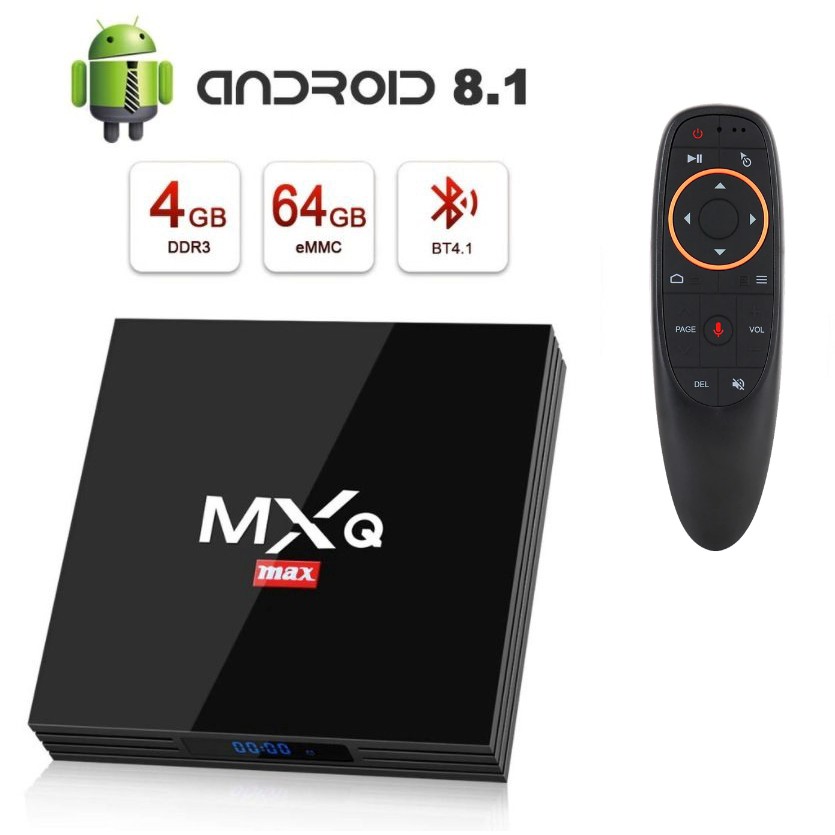 Android tivi box MXQ Pro Max 4gb + 32gb + khiển chuột bay + giọng nói