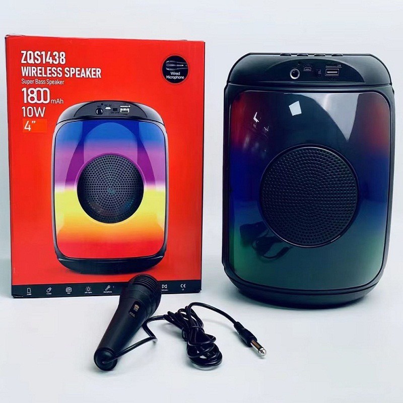 Loa Bluetooth Kara ZQS1443 âm thanh hay, bass mạnh, Tặng Kèm Mic dây, đèn Led RBG siêu đẹp có thể tắt bật BCA85