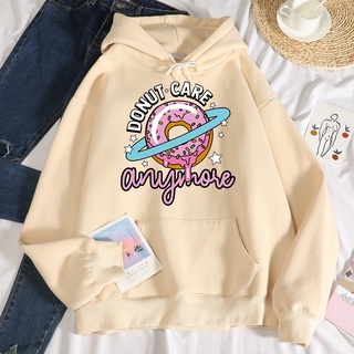Áo Hoodie Có Túi In Hình Donut Care Anymore Kawaii Thời Trang Cho Nữ