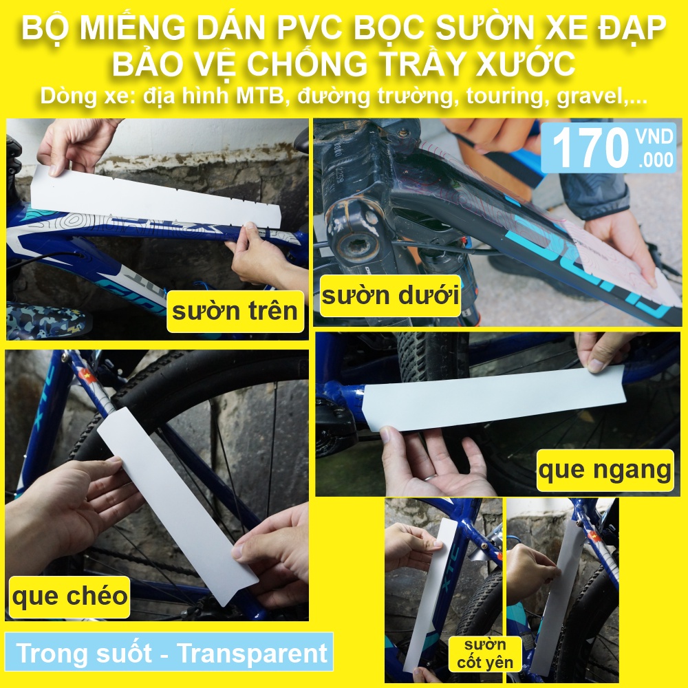 Miếng dán bọc sườn xe đạp chống trầy xước xe đạp địa hình/đua/touring | Miếng dán bảo vệ xe đạp | CycleWrap