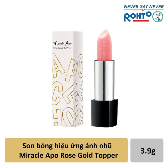 (thanh lý HSD 12/2022) Son bóng hiệu ứng ánh nhũ Miracle Apo Rose Gold Topper 3.9g