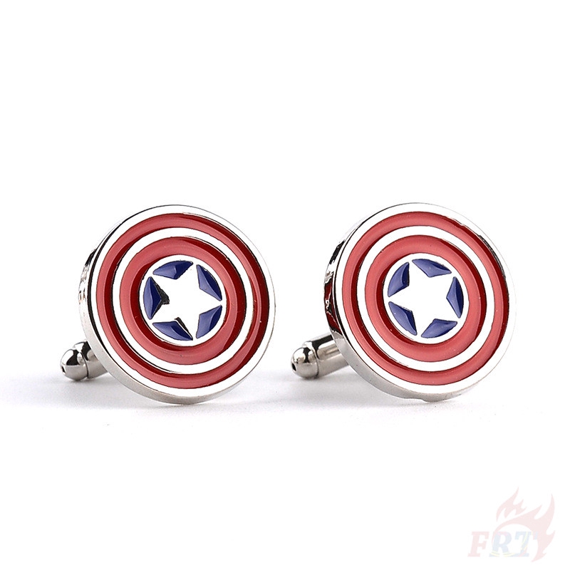 > Ready Stock < ❉ Captain America's Shield Cuff Button ❉2Pcs/Pair Marvel Superhero Shirt Cufflinks