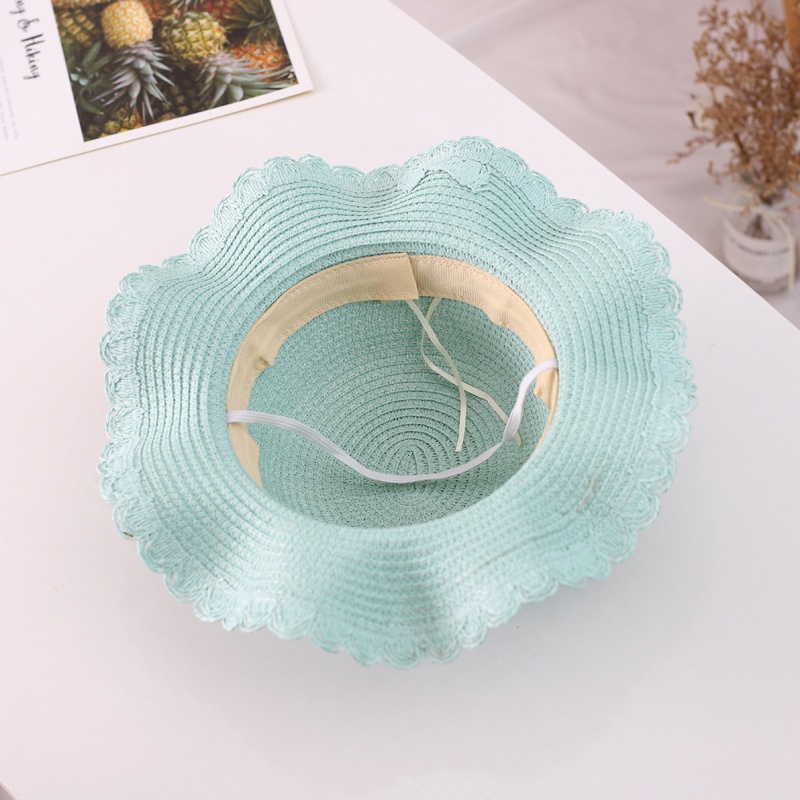 Mũ Cói Che Nắng Đính Hoa Thời Trang Đi Biển Cho Bé Gái