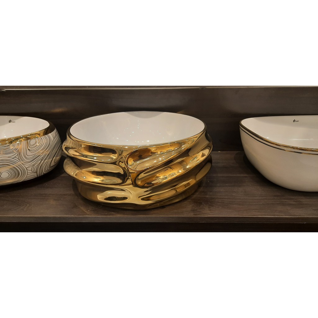 Chậu Lavabo nghệ thuật [BẢO HÀNH 5 NĂM] , chậu rửa mặt LV 8256B LUX men tuyết phủ nano mạ vàng cao cấp kèm ảnh thật8256B | BigBuy360 - bigbuy360.vn