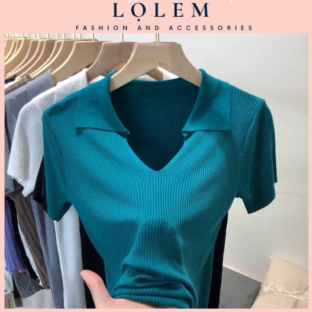 Áo Croptop Polo  💥 TREND 2022 💥 Áo Croptop Nữ Tay Ngắn Chất Vải  Len Tăm Dệt Kim Thời Trang Quảng Châu