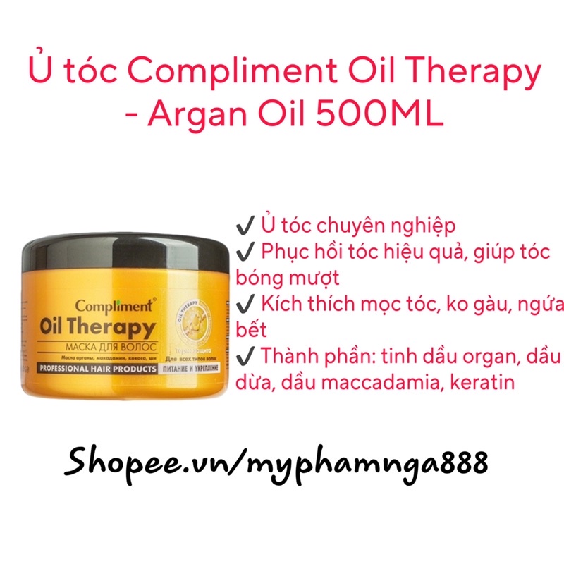 Ủ tóc Compliment Oil Therapy - Argan Oil 500ml Nga phục hồi tóc hư tổn