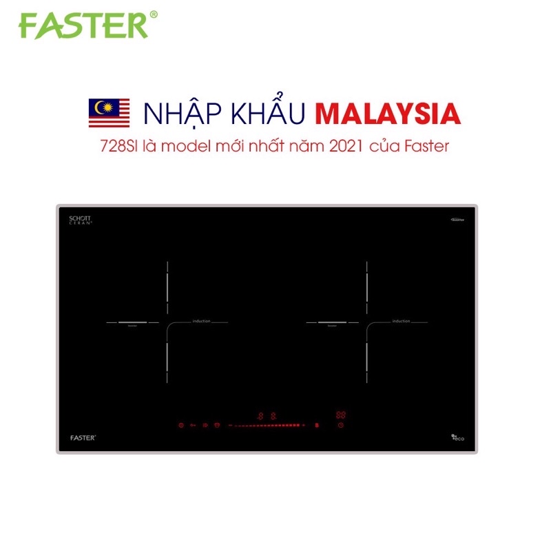 Bếp Từ Đôi Faster FS 728SI  ✅Bếp điện từ Inverter - Bếp từ âm chính hãng - Kính Schott Ceran Cao cấp, BH 3 năm