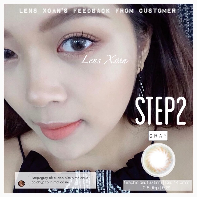 KÍNH ÁP TRÒNG STEP2 GRAY CỦA LENS ME ( 6 THÁNG): Lens xám vân xoáy trong veo siêu tự nhiên | Lens Xoắn (GIÁ 1 CHIẾC)