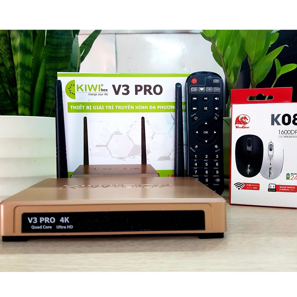 android tv box kiwibox V3pro Tặng chuột , wifi mạnh Ram 2G , Rom 8G truyền hình miễn phí - Hàng Chính Hãng