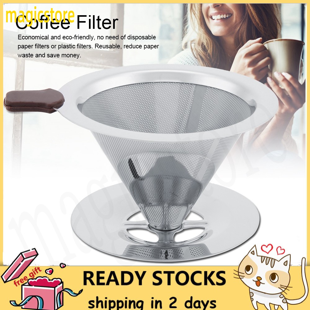 [Ready Stock] Magicstore Phễu lọc cà phê 2 lớp bằng thép không gỉ tiện dụng
