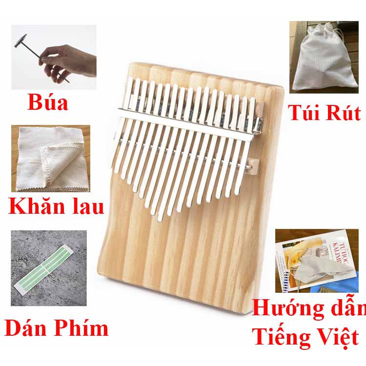 Đàn Kalimba 17 Phím, Đàn Kalimba 21 phím Anca Nguyên Khối, Đàn Kalimba Giá Rẻ 17 Phím, Đầy Đủ Phụ Kiện