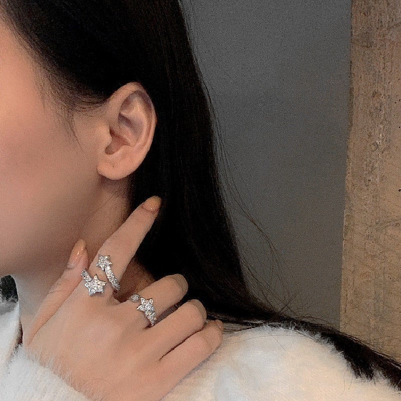 Nhẫn Mở Hình Ngôi Sao Đính Đá Thời Trang