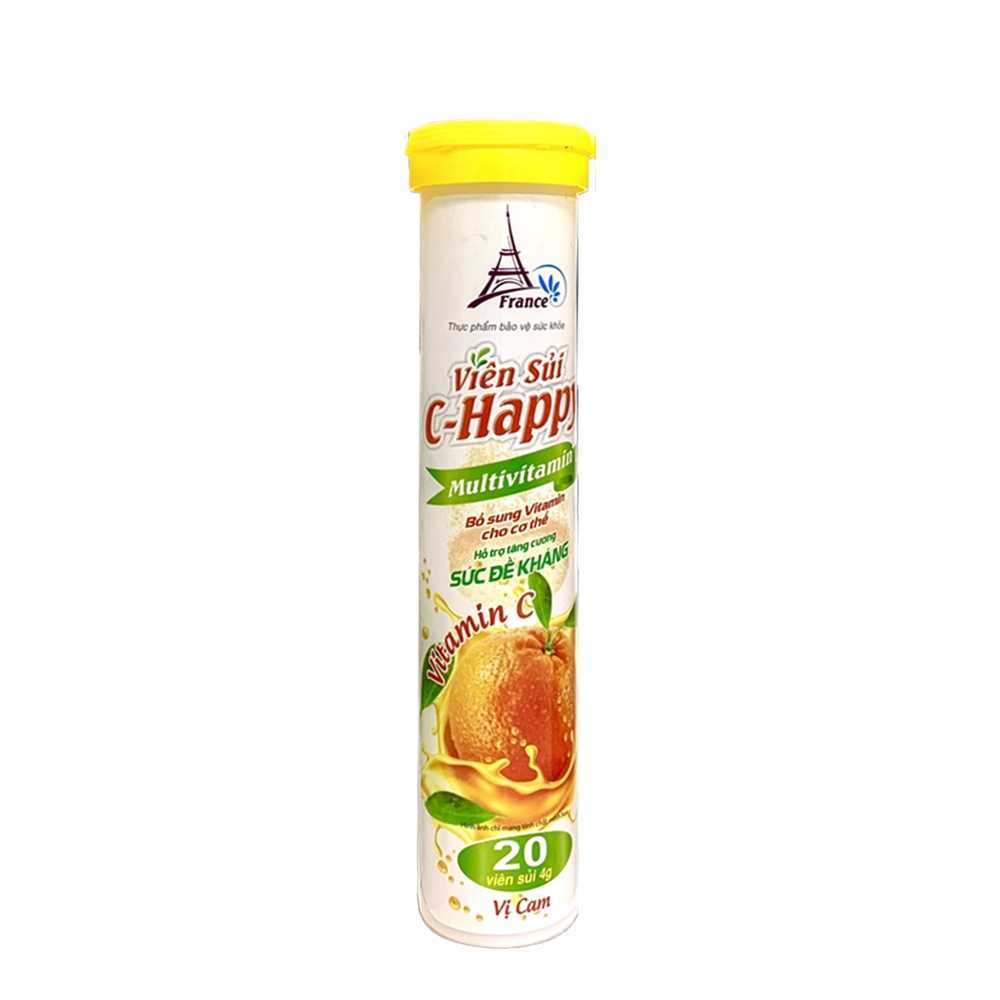 Viên sủi C-Happy Bổ Sung Vitamin C Tăng Cường Sức Đề Kháng, Nâng Cao Hệ Miễn Dịch  - Tuýp / 20 viên