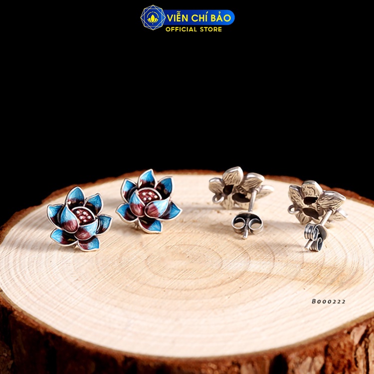 Bông tai bạc nữ Nguyệt Liên Hoa chất liệu bạc Thái 925 thời trang phụ kiện trang sức nữ Viễn Chí Bảo B000222