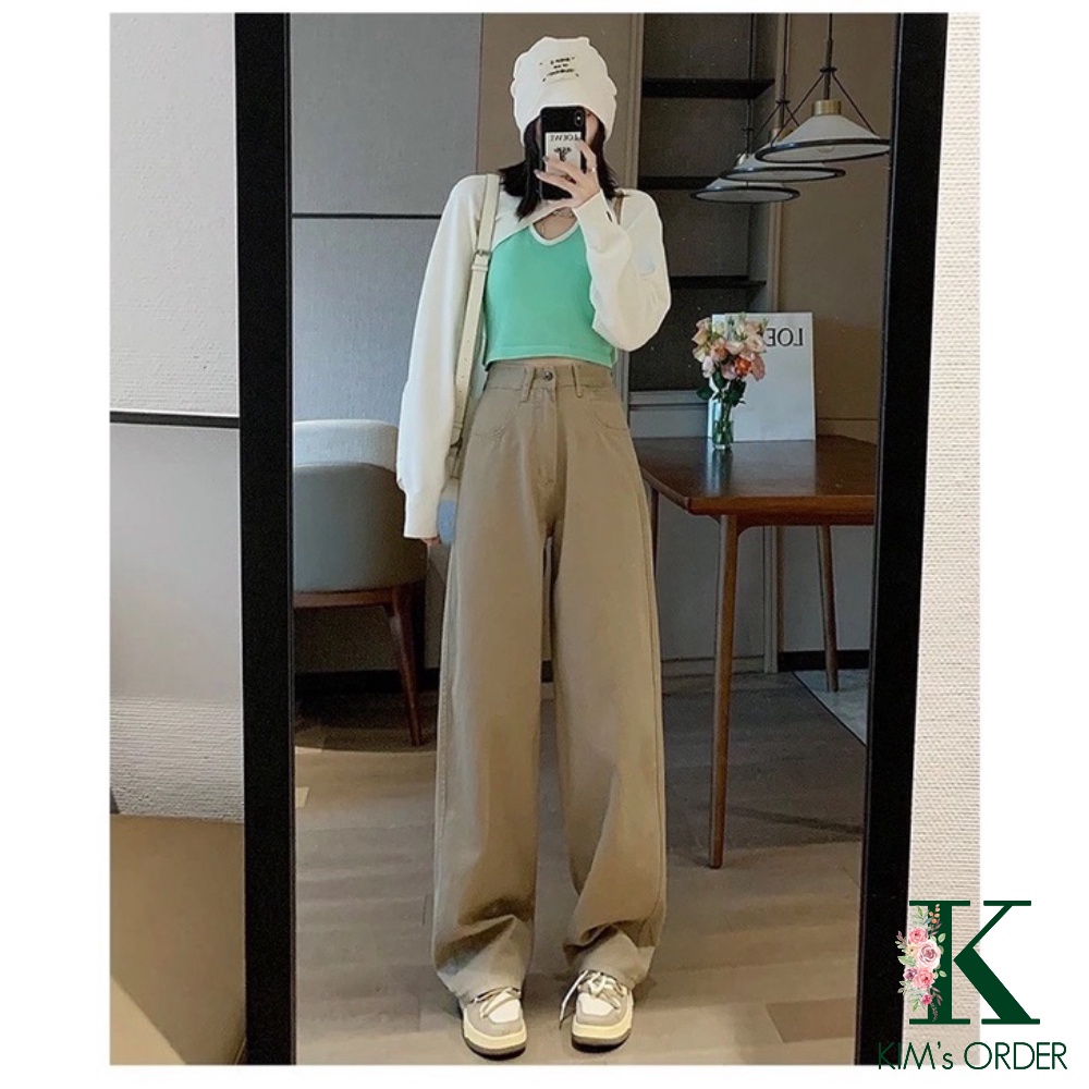 Quần Jeans Nam Nữ Màu Nâu Sữa Cạp Cao Phong Cách Ulzzang Basic Mặc Hàng Ngày Chất Jean Kaki Loại 1 Dày Dặn Co Dãn Nhẹ
