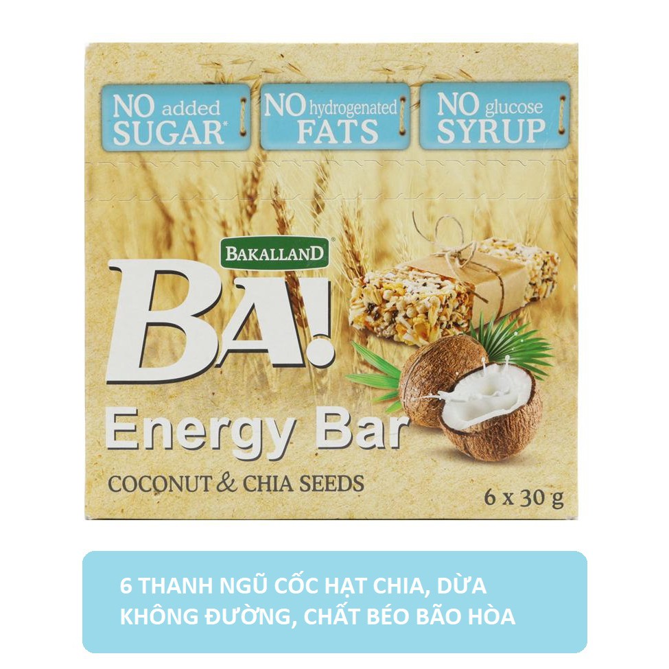 Thanh ngũ cốc ăn sáng giảm cân Bakalland hạt chia, diêm mạch dinh dưỡng cao cấp 6 thanh NK Ba Lan - ÂU CHÂU SHOP