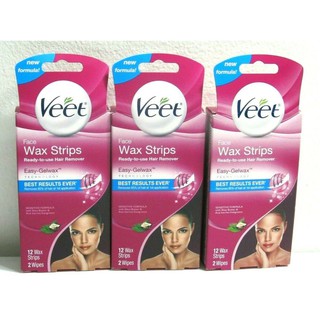 Miếng Dán Tẩy Lông Mặt + Ria Mép Veet Face Wax Strips - Hộp 12 Miếng