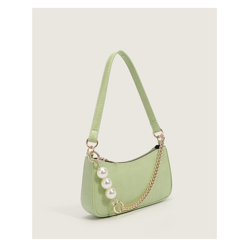 Túi Xách Đeo Vai Phối Dây Xích Đính Ngọc Trai Đơn Giản Xinh Xắn